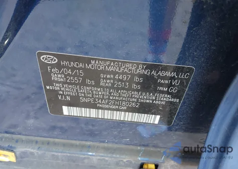 2015 Hyundai Sonata Sport from USA, damaged, VIN 5NPE34AF2FH180262